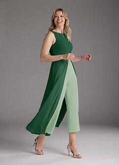 Azazie Anitta Kleider für die Brautmutter Overall/Jumpsuit Plissee Stretch-Krepp Kleid Dunkelgrün Staubiger Salbei image4