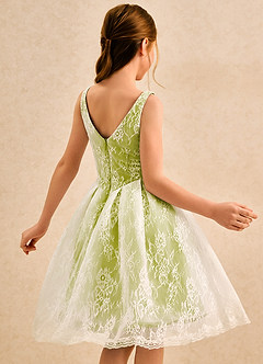 Azazie Cubbie Girls Formal Flower Girl Dresses Lemongrass A-Line Lace Dress image2