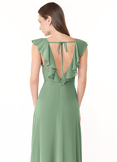 Azazie Yoko Brudtärnklänningar Klänning av A-Line i Chiffong Ruched Matcha image6