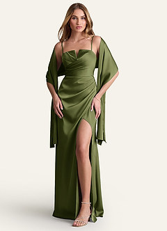 front Azazie Matchande Färg Ireland Stretch Satin Sjal