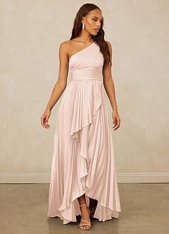 Christian Siriano Bridal for Azazie 1008 Bridesmaid Dresses Blushing Pink A-Line One Shoulder Stretch Satin Dress image3