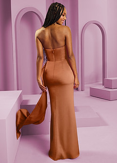 Barbie ♥ Azazie Bridesmaid Dresses Copper Sheath Strapless Stretch Satin Convertible Dress image9