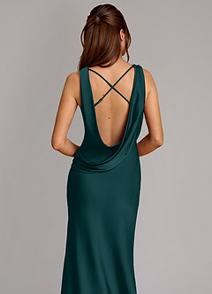 Azazie Cheryl Vestidos de damas de honor Vestido de Pino de Satén Elástico de Corte Sirena image2