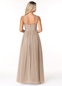 Azazie Elvira Bridesmaid Dresses Taupe A-Line Pleated Chiffon Dress image2
