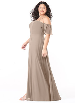 Azazie Sue Bridesmaid Dresses Taupe A-Line Off the Shoulder Chiffon Convertible Dress image9