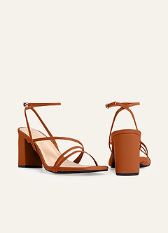 front Sandali con tacco largo e cinturino alla caviglia