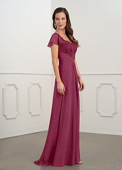 Azazie Gwenyth Kleider für die Brautmutter A-Linie Spitze Chiffon Kleid Maulbeerrot image6