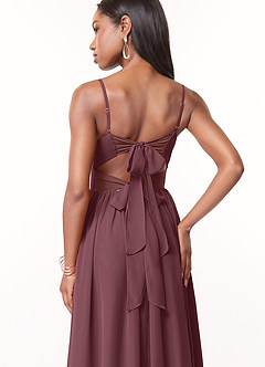 Azazie Zeya Bridesmaid Dresses Sangria A-Line V-Neck Pleated Chiffon Dress image2