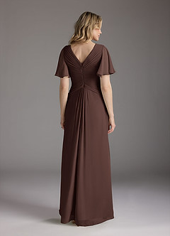 Azazie Morning Glory Mother of the Bride Dresses Ganache A-Line V-Neck Ruched Chiffon Dress image2