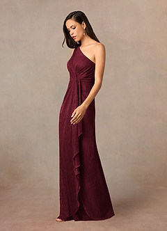 Azazie Theresa Mother of the Bride Dresses Ruby Sheath One Shoulder Metallic Mesh Dress image2
