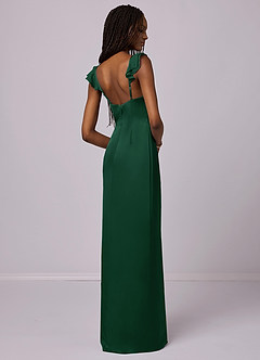 Barbie ♥ Azazie Bridesmaid Dresses Dark Green Sheath Stretch Satin Dress image2