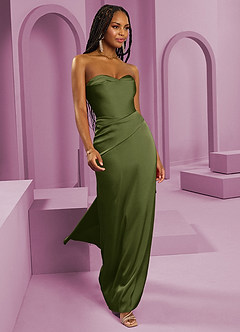 Barbie ♥ Azazie Bridesmaid Dresses Olive Sheath Strapless Stretch Satin Convertible Dress image7