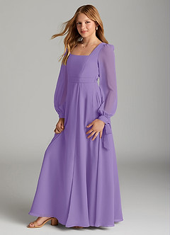 Azazie Leonia Junior Tahiti A-Line with Pockets Chiffon Dress image4