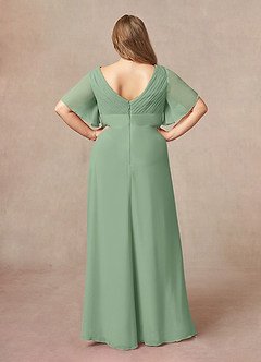 Azazie Alessa vestidos de madre de la novia Vestido de Matcha de Gasa de Corte En A con Cuello en V plisado image8