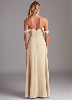 Azazie Aaron Bridesmaid Dresses Champagne A-Line Off the Shoulder Chiffon Convertible Dress image3