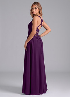 Azazie Francis Bridesmaid Dresses Grape A-Line Corset Chiffon Dress image2