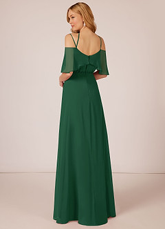 Azazie Adele Bridesmaid Dresses Dark Green A-Line Ruched Chiffon Dress image2