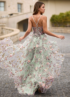 Elara Pink 3D Floral Prom Dress image2