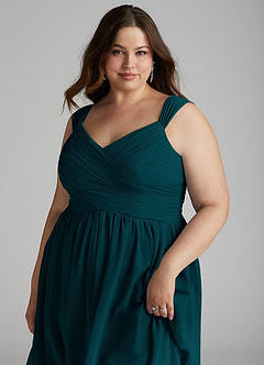 Azazie Angie Bridesmaid Dresses Pine A-Line Corset Chiffon Dress image16