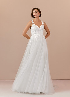 Azazie Andrina Wedding Dresses Ball-Gown Sequins Tulle Chapel Train Dress image1