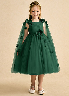 Azazie Staria vestidos de niña de las flores Vestido de Verde Oscuro de Tul de Princesa con Volante image6