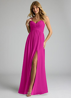 Azazie Alia Brautjungfernkleider A-Linie Plissee Chiffon Kleid Fuchsia image3