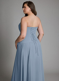 Azazie Gabriela Bridesmaid Dresses Dusty Blue A-Line Corset Chiffon Dress image25