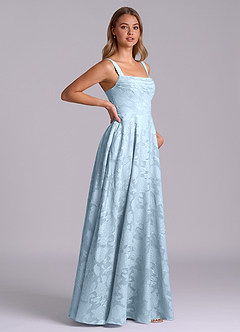 Azazie Shaude Bridesmaid Dresses Sky Blue A-Line Pleated Floral Burnout Dress image7