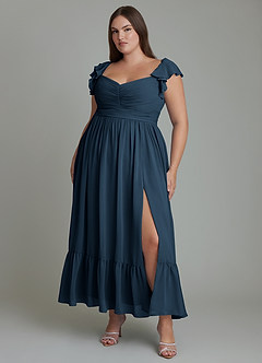 Azazie Anaya Bridesmaid Dresses Dark Navy A-Line Sweetheart Neckline Chiffon Dress image8