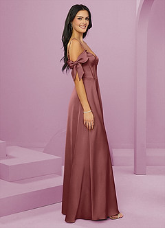 Barbie ♥ Azazie Jurken voor bruidsmeisjes Jurk van Stretch Satijn met A-Lijn Off the Shoulder Amethist image4