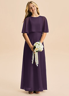 Azazie Maris Junior Plum A-Line Chiffon Dress image4