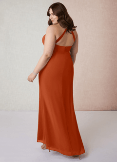 Azazie Becca 신부 들러리 드레스 쉬스 쉬폰 플로어 길이 드레스 image10