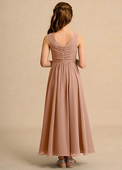 Azazie Ducky Junior Formal Sukienki dla dziewczynek sypiących kwiaty Linia A Pofałdowany Szyfon Długość kostki Sukienka image2