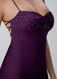 Joviannelle Grape A-Line Rhinestone Twist Satin Dress image7