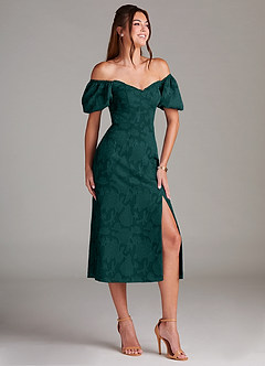 Azazie Evalina Robes de demoiselle d'honneur Robe Fourreau en Blumen-Burnout Vert Pin image3