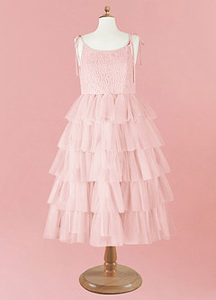 Barbie ♥ Azazie Flower Girl Dresses Blushing Pink A-Line Spaghetti Strap Tulle Dress image10