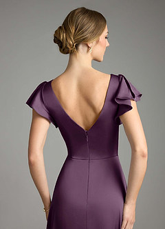 Azazie Omari Bridesmaid Dresses Plum A-Line Stretch Satin Dress image7