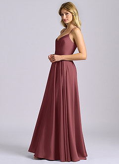 Azazie Truce Bridesmaid Dresses Merlot A-Line Stretch Satin Dress image5