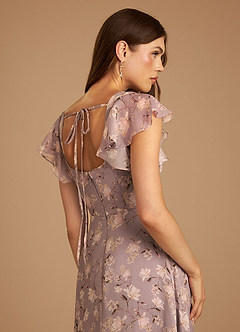 Azazie Bondi Bridesmaid Dresses Lilac Bloom Floral A-Line Ruched Bloom Dress image6