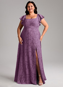 Azazie Bondi Bridesmaid Dresses Wisteria A-Line Side Slit Floral Burnout Dress image10