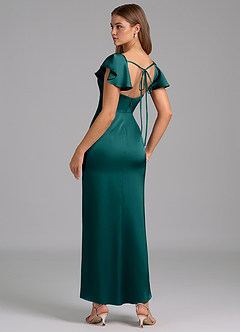Azazie Demia Bridesmaid Dresses Peacock Sheath Sweetheart Neckline Stretch Satin Dress image2