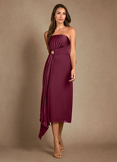 Azazie Dinanta Kleider für die Brautmutter Spalte Plissee Chiffon Kleid Maulbeerrot image6