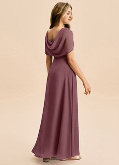 Azazie Emma Junior Robe Trapèze en Mousseline de soie Plissée Sangria image6