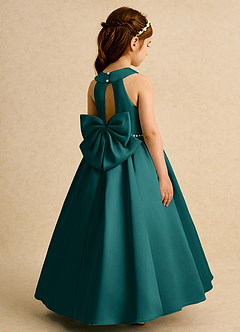 Azazie Daisies Flower Girl Dresses Peacock Ball-Gown Bow Matte Satin Dress image1