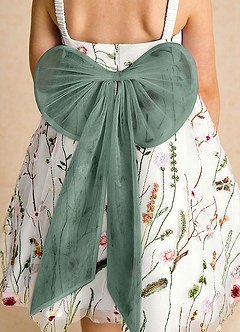 Azazie Peppa Flower Girl Dresses Ivory Eucalyptus A-Line Sweetheart Neckline Tulle Dress image6
