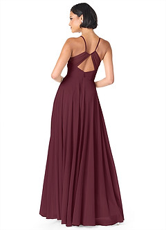 Azazie Avelina Brautjungfernkleider A-Linie V-Hals Gefaltet Chiffon Kleid Cabernetrot image2