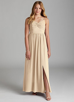 Azazie Zeya Junior Champagne A-Line Chiffon Dress image1