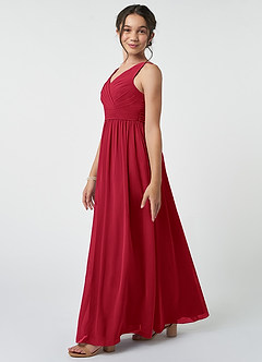 Azazie Kora Junior Scarlet A-Line Pleated Chiffon Dress image3