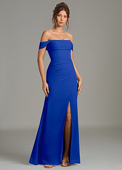 Azazie Jalice Bridesmaid Dresses Royal Blue Mermaid Off the Shoulder Chiffon Dress image1