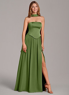 Azazie Cadence Bridesmaid Dresses Juniper A-Line Corset Stretch Satin Convertible Dress image1